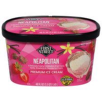 First Street Ice Cream, Premium, Neapolitan, 48 Fluid ounce