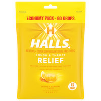 Halls Cough Drops, Honey Lemon Flavor, Economy Pack, 80 Each