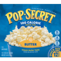 Pop Secret Microwave Popcorn, Premium, Butter, 100 Calorie, Snack Size, 12 Each