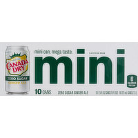 Canada Dry Ginger Ale, Zero Sugar, Mini, 10 Pack, 75 Ounce