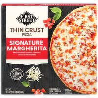 First Street Pizza, Thin Crust, Signature Margherita, 16.9 Ounce