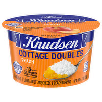 Knudsen Cottage Doubles, Lowfat, 2% Milkfat, Cheese & Peach Topping, 4.7 Ounce