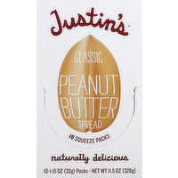 Justins Peanut Butter, Classic, Squeeze Packs, 11.5 Ounce