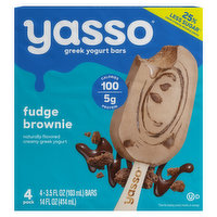 Yasso Yogurt Bars, Greek, Fudge Brownie, 4 Each