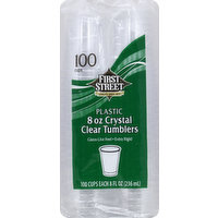 First Street Tumblers, Crystal Clear, Plastic, 8 Ounce, 100 Each