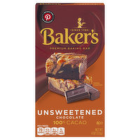 Baker's Baking Bar, Premium, Chocolate, Unsweetened, 100% Cacao, 4 Ounce