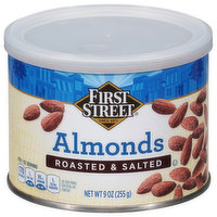 First Street Almonds, Roasted & Salted, 9 Ounce