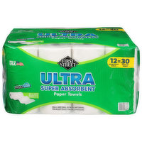 First Street Paper Towels, Super Absorbent, Ultra, 2-Ply, 12 Each