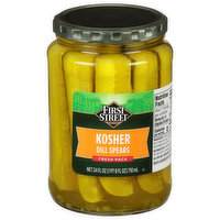 First Street Pickles, Dill Spears, Kosher, Fresh Pack, 24 Fluid ounce