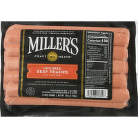 Miller's Beef Franks, Uncured, 16 Each