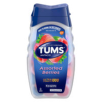 Tums Antacid, Ultra Strength 1000, Chewable Tablets, Assorted Berries, 72 Each