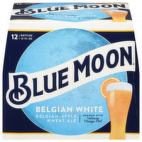 Blue Moon Beer, Belgian White, Belgian-Style Wheat Ale, 12 Each