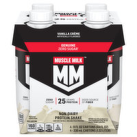 Muscle Milk Protein Shake, Non-Dairy, Vanilla Creme, Genuine, 4 Each