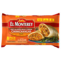 El Monterey Chimichangas, Spicy Jalapeno Bean & Cheese, Medium, Family Size, 8 Pack, 8 Each