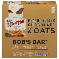 Bob's Red Mill Bob's Bar, Peanut Butter Chocolate & Oats, 5 Each