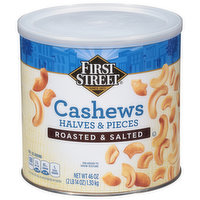 First Street Cashews, Roasted & Salted, Halves & Pieces, 46 Ounce