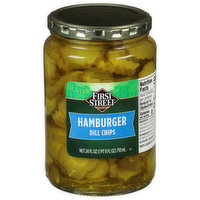 First Street Pickles, Dill Chips, Hamburger, 24 Ounce