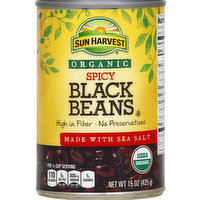 Sun Harvest Black Beans, Spicy, 15 Ounce