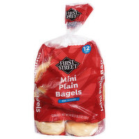 First Street Bagels, Plain, Mini, Pre-Sliced, 12 Each