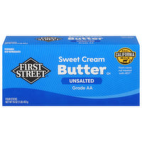 First Street Butter, Unsalted, Sweet Cream, Sticks, 16 Ounce