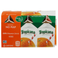 Tropicana 100% Juice, Original, Orange, No Pulp, 6 Each