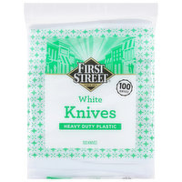 First Street Knives, White, Heavy Duty Plastic, 100 Each