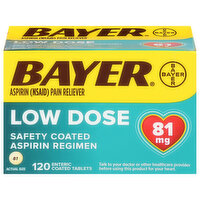 Bayer Aspirin, 81 mg,  Low Dose, Enteric Coated Tablets, 120 Each