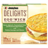 Jimmy Dean Egg'wich, Bacon, Spinach, Caramelized Onion and Parmesan Egg Frittatas, 4 Each