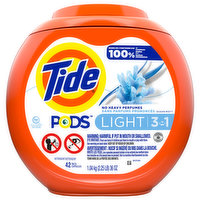 Tide Detergent, Light, 3 in 1, Pacs, 42 Each