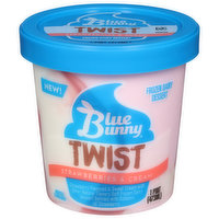 Blue Bunny Frozen Dairy Dessert, Strawberries & Cream, Twist, 1 Pint