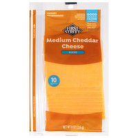 First Street Sliced Cheese, Medium Cheddar, 8 Ounce