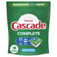 Cascade Complete ActionPacs, Dishwasher Detergent Pods, Fresh, 18 Count, 18 Each