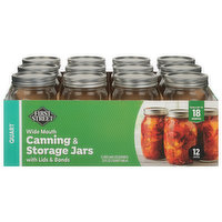 First Street Canning & Storage Jars, Wide Mouth, 12 Each