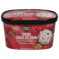 First Street Ice Cream, Premium, Cherry Chocolate Chunk, 48 Ounce