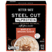 Better Oats Oatmeal, with Flax Seeds, Quick Cooking, Steel Cut, Maple & Brown Sugar, 8 Each