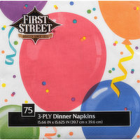First Street Napkins, Dinner, All Family Birthday, 3-Ply, 75 Each