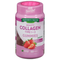 Nature's Truth Collagen, Beauty, Type 1 + 3, Gummies, Natural Strawberry Flavor, 60 Each