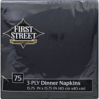 First Street Dinner Napkins, Black Velvet, 3-Ply, 75 Each
