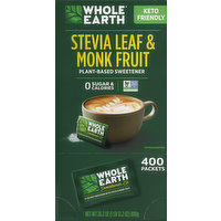 Whole Earth Sweetener, Plant-Based, Stevia Leaf & Monk Fruit, 400 Each