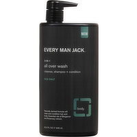 Every Man Jack Cleanse, Shampoo + Condition, All Over Wash, 3-in-1, Sea Salt, 32 Fluid ounce
