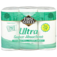 First Street Paper Towels, Multi Size, Super Absorbent, Double Roll, Two-Ply, 6 Each