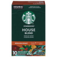 Starbucks Coffee, Ground, Medium Roast, House Blend, K-Cup Pods, 10 Each