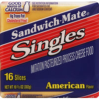 Sandwich-Mate Imitation Cheese Food, Singles, American Flavor, 16 Each