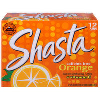 Shasta Soda, Caffeine Free, + Vitamin C, Orange, 12 Each