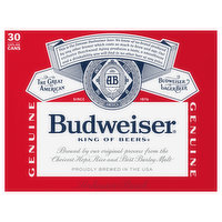 Budweiser Beer, Lager, 30 Each