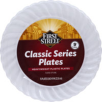 First Street Plates, Classic Series, Heavyweight Plastic, Fluted Styling, 9 Inch, 15 Each