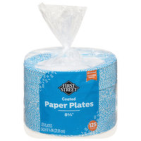 First Street Paper Plates, Coated, 8.63 Inch, 125 Each