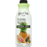 GlenOaks Farms Yogurt, Drinkable, Lowfat, Tropical Fruit, 32 Ounce