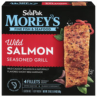 SeaPak Morey's Salmon, Seasoned Grill, Wild, 4 Each