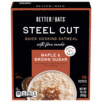Better Oats Oatmeal, with Flax Seeds, Quick Cooking, Steel Cut, Maple & Brown Sugar, 10 Each